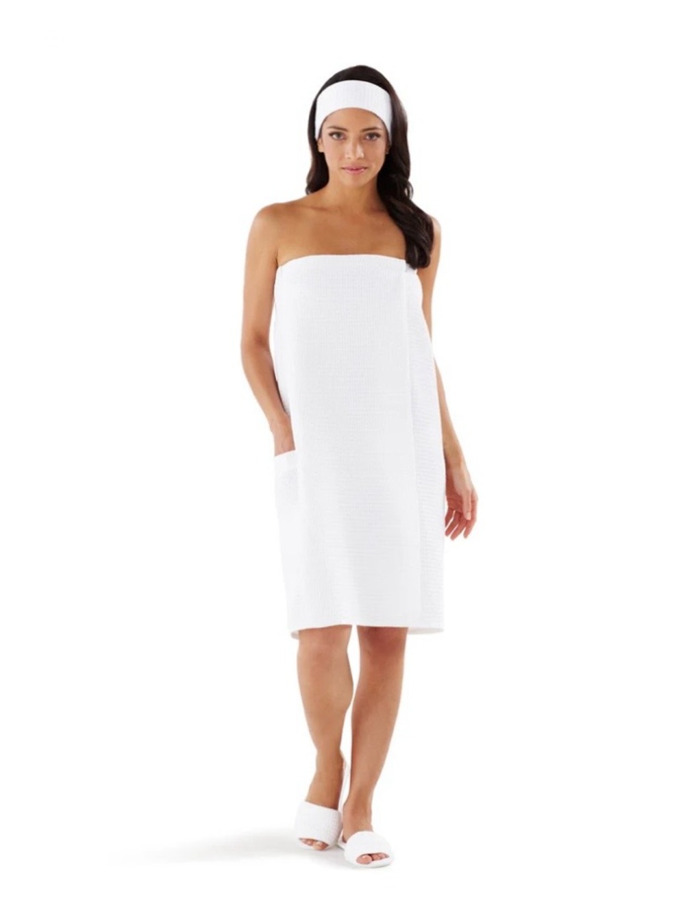 Boca Terry White Waffle Weave One Size Spa Wrap